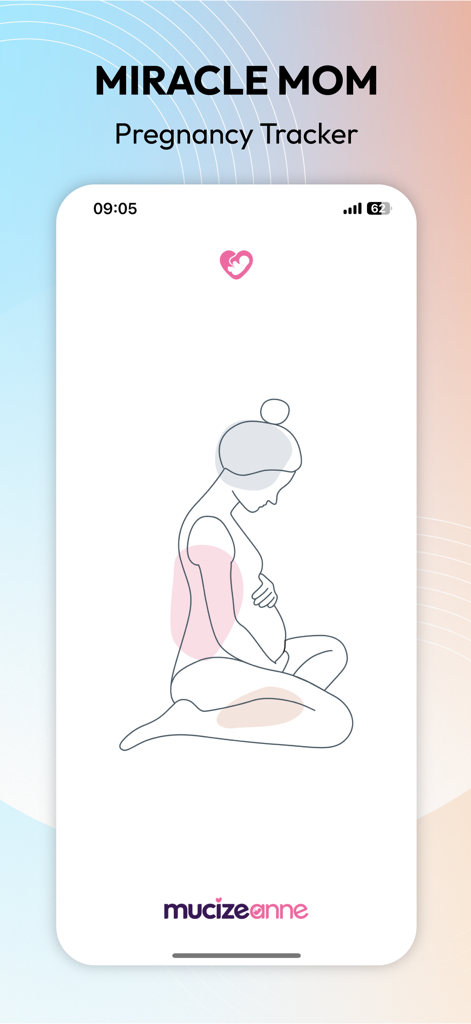 Miracle Mom Pregnancy Tracker - Miracle Mom Pregnancy Tracker app splash screen featuring a minimalist line drawing of a pregnant woman