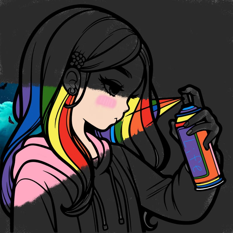 a realistic girl spray painting