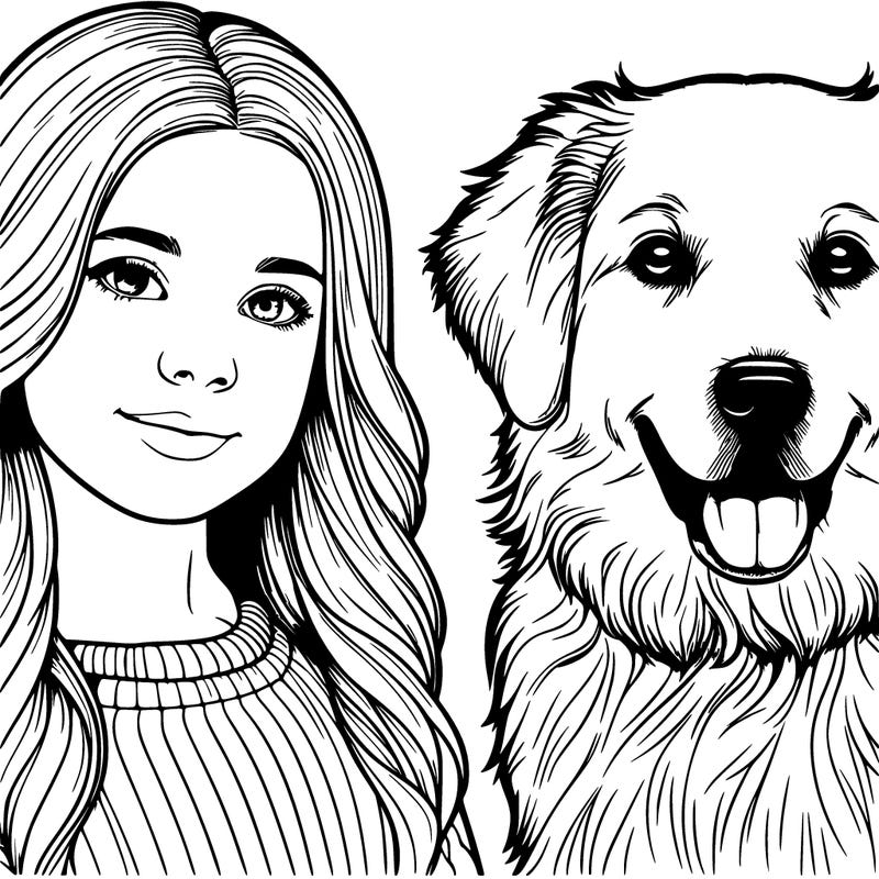 realistic girl and dog