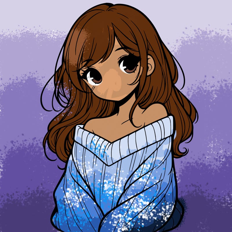shy pretty girl wearing a sweater that is falling off one shoulder portrait
