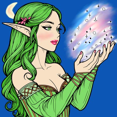 realistic elf girl doing magic