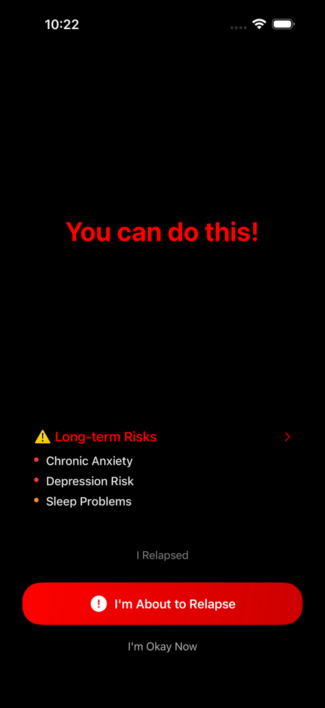 Smart Spend Challenge - Tela do aplicativo móvel para intervenção de impulsos de compra, apresentando texto motivacional e riscos de longo prazo de gastos impulsivos
