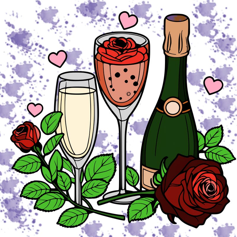 rose and champagne