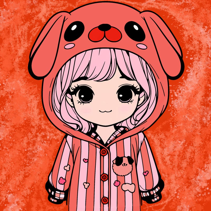 realistic girl in dog pjs