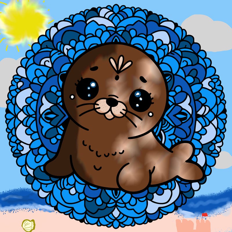 a cute baby seal mandala