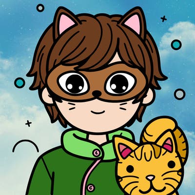 person with a cat mask on