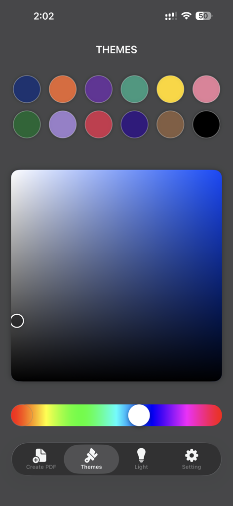 Firma Digital - Firma Digital app theme settings page with color selection tools