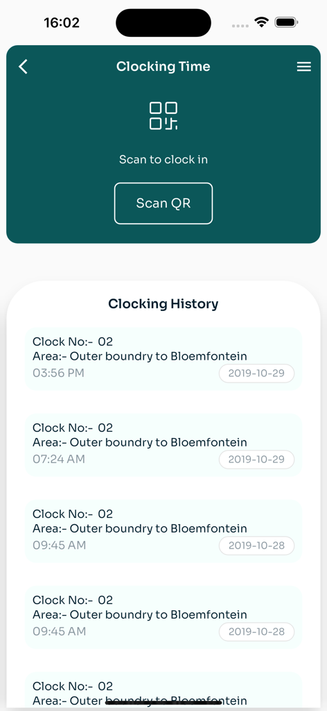 PeopleWare MOBI - PeopleWare MOBI interface for QR code clock-in and attendance history view