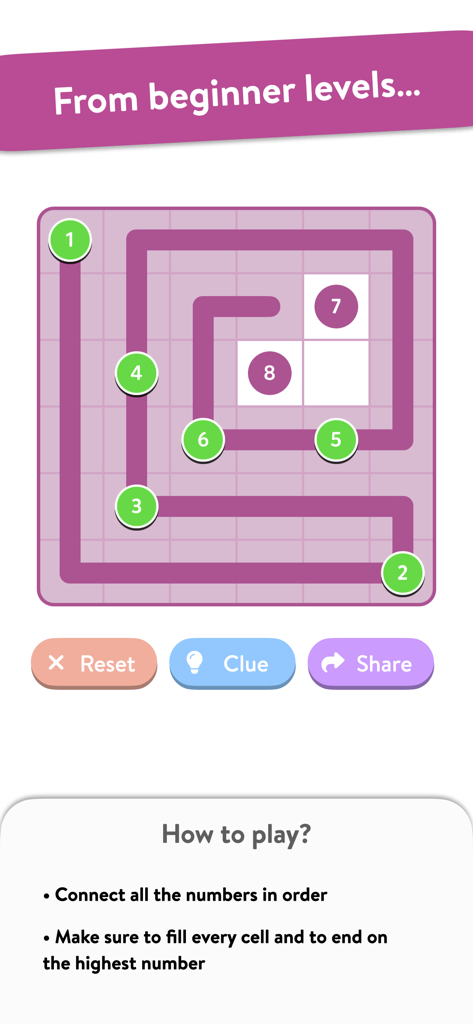 Zip – Connect the Numbers - Zip Connect the Numbers beginner level logic puzzle gameplay