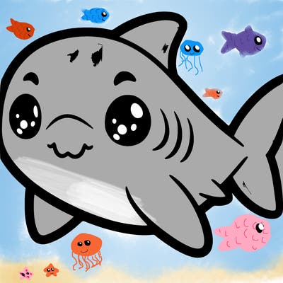 cute grey white shark
