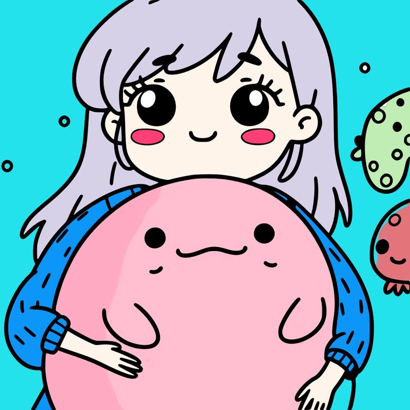 a girl holding a blobfish