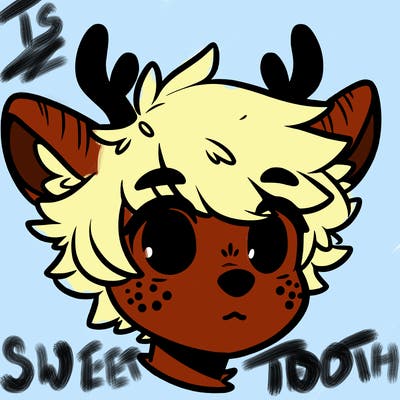 a humanoid deer with soft fluffy ears