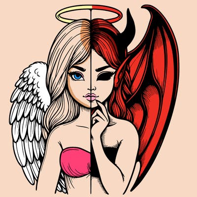 realistic angel half demon