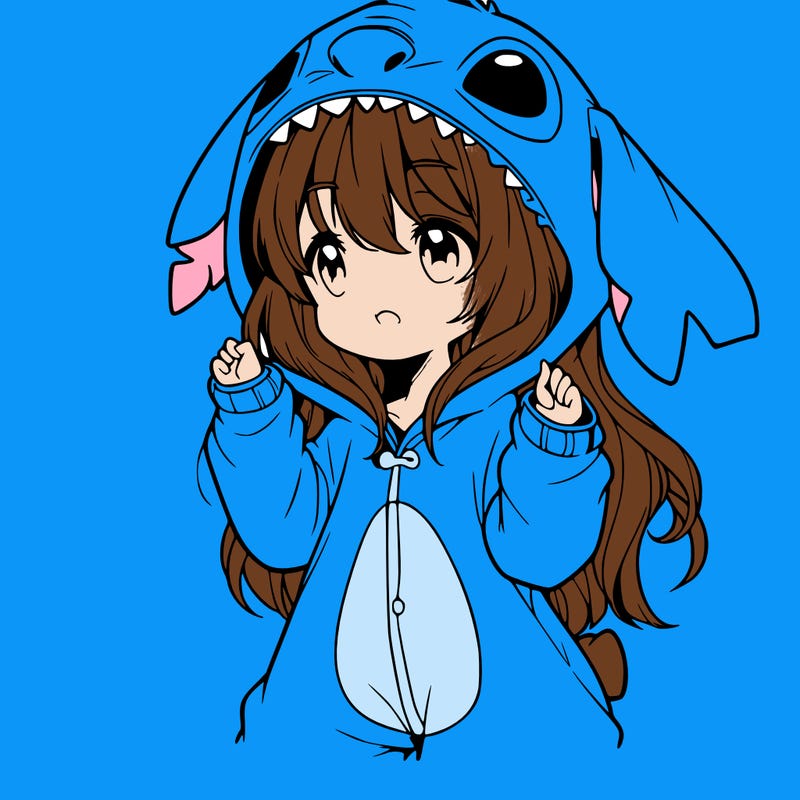 anime girl in a stitch onsie