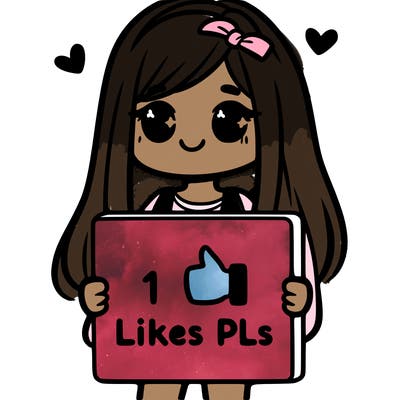 girl holding a sign saying 10 likes pls