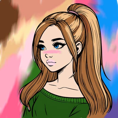 realistic girl with a high ponytail