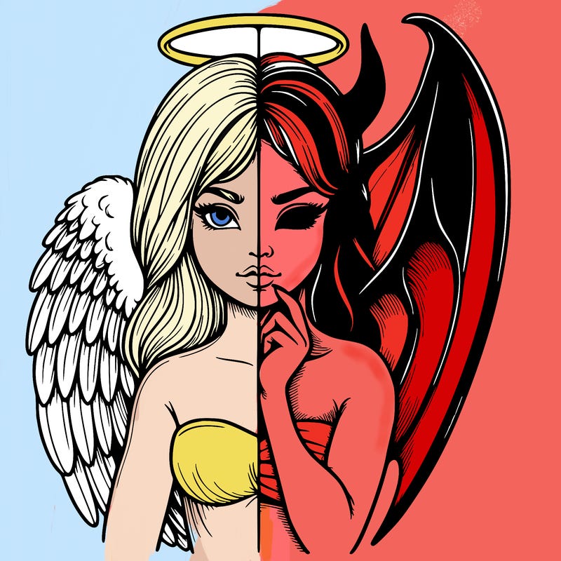 realistic angel half demon