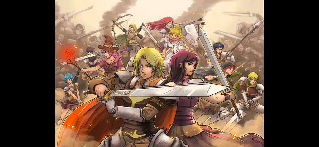 Partia - Un grupo de héroes y guerreros de fantasía estilo anime del juego SRPG Partia