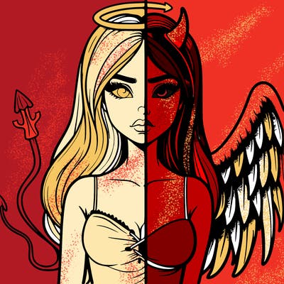devil vs angel realistic girl