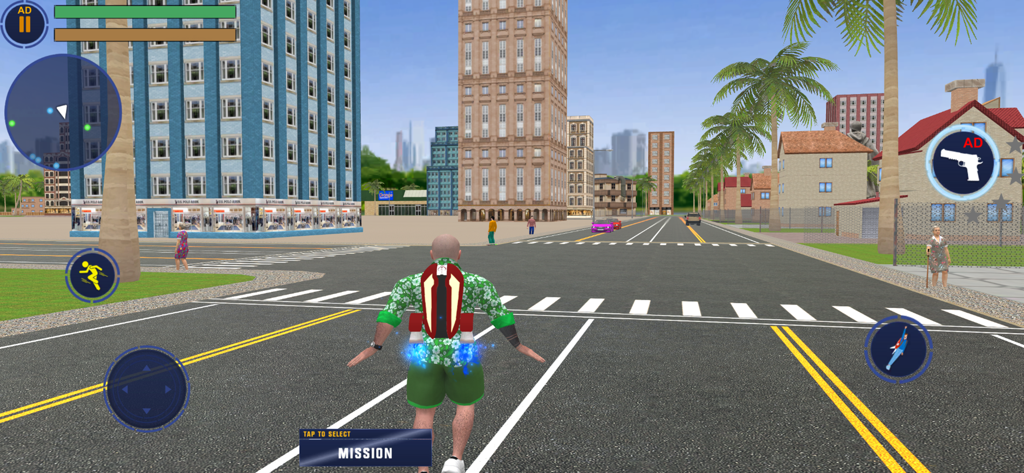 Urban Life: Endless Journey - Vista en tercera persona de un personaje de pie en una calle de la ciudad en el juego de mundo abierto Urban Life Endless Journey