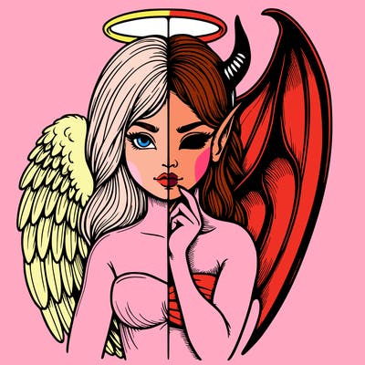 realistic angel half demon