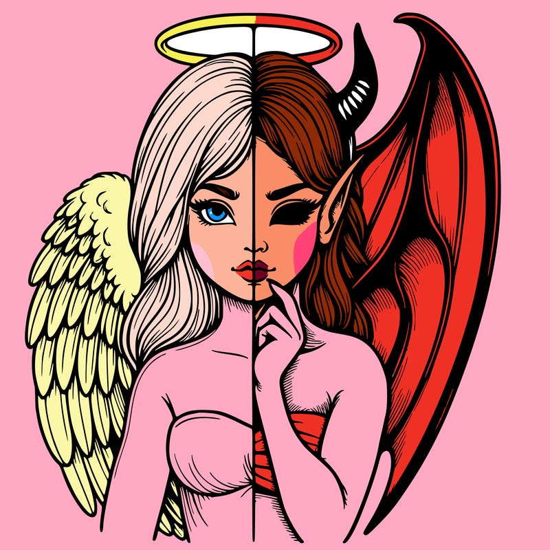 realistic angel half demon