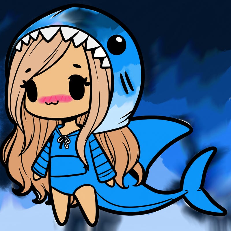 girl with shark outfit