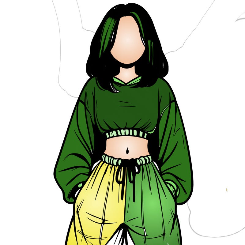 realistic girl faceless with baggy pants and a crop top