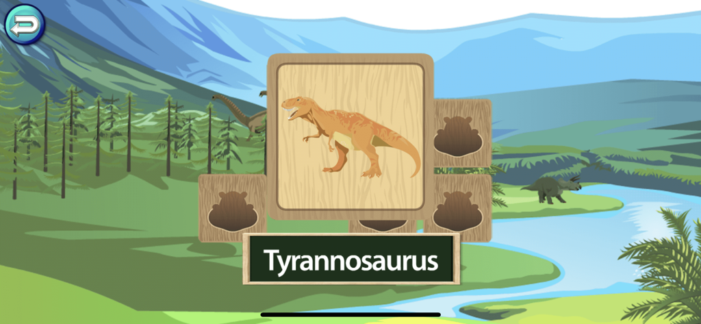 Match -Learning games for kids - Tyrannosaurus Rex learning card in the Match educational game for kids
