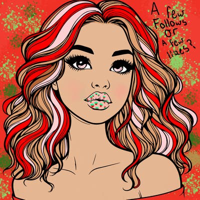 realistic girl with wavy hair and lips