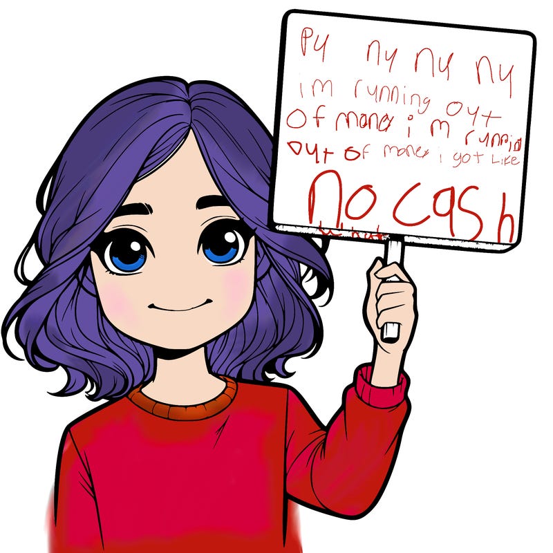 realistic girl holding up a sign