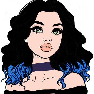 realistic girl with wavy hair and lips