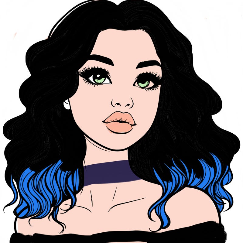 realistic girl with wavy hair and lips