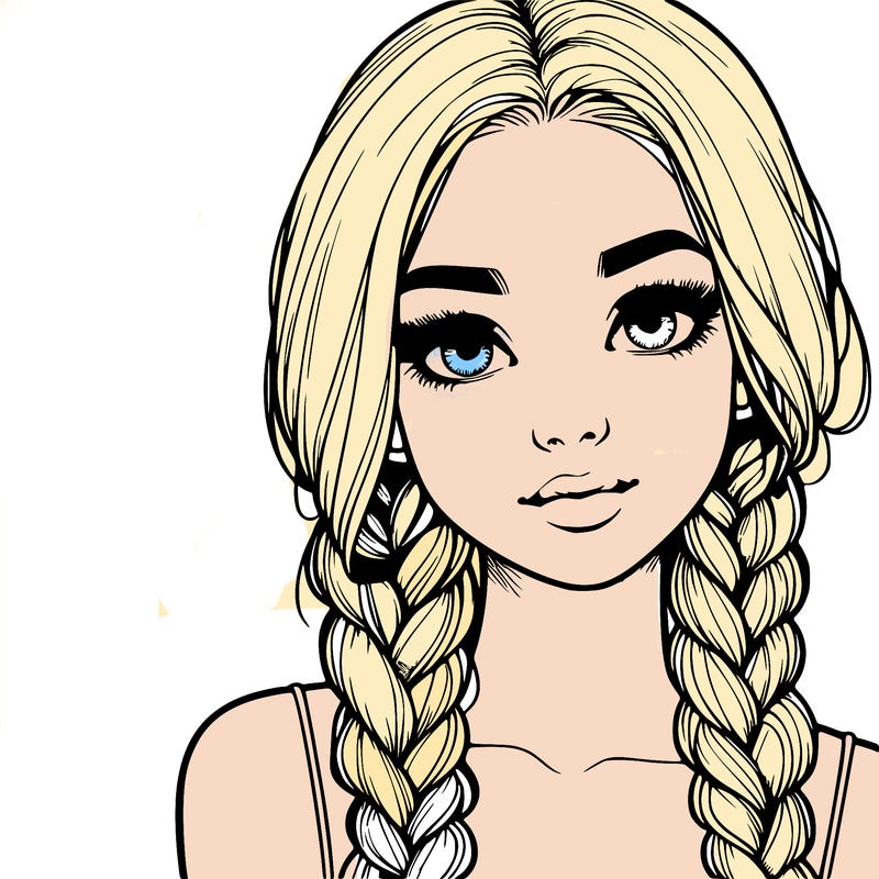 realistic girl with braids