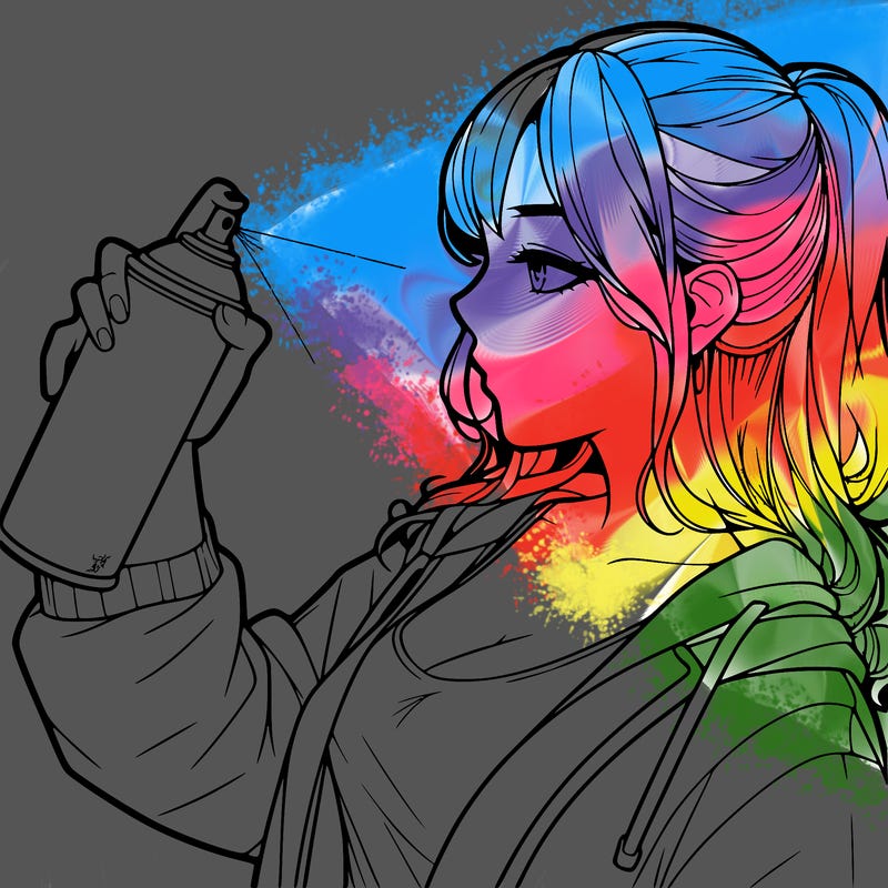 a realistic girl spray, painting
