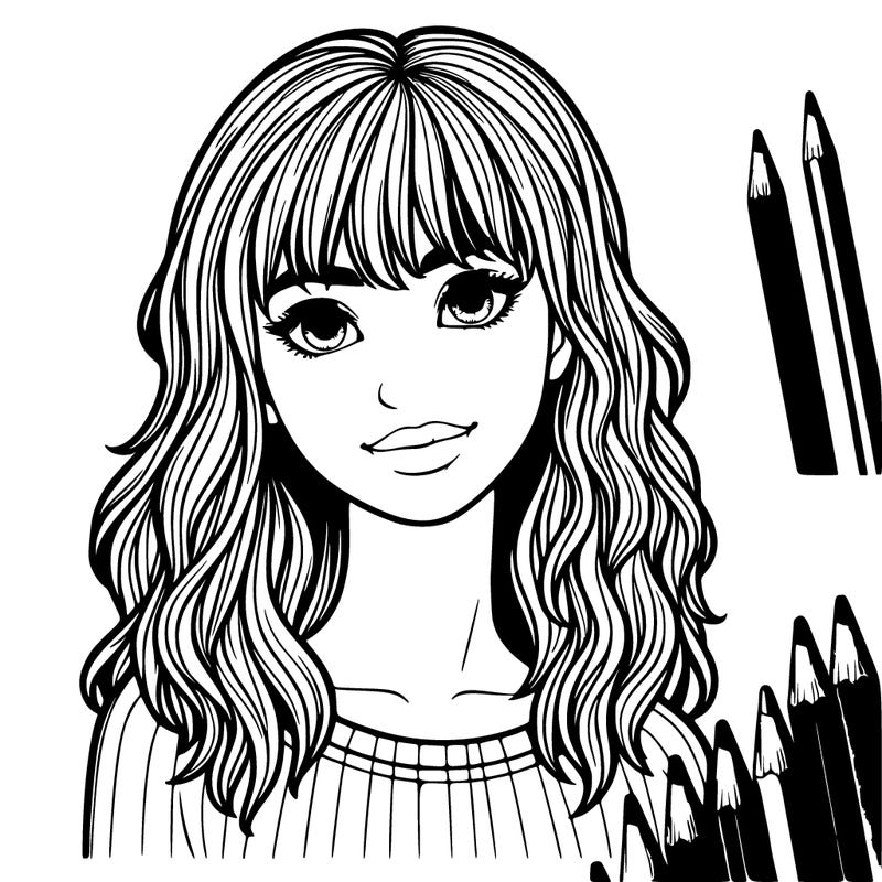 realistic teen with bangs