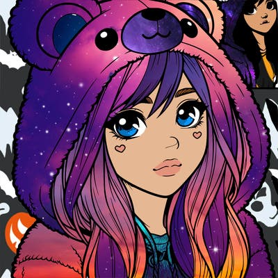 realistic girl in a bear hoodie