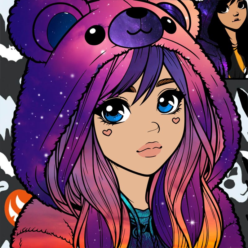 realistic girl in a bear hoodie