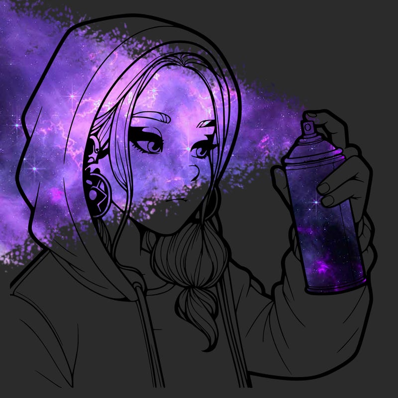 a realistic girl, spray painting