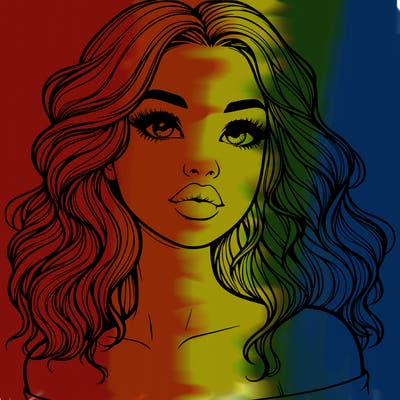 realistic girl with wavy hair and lips