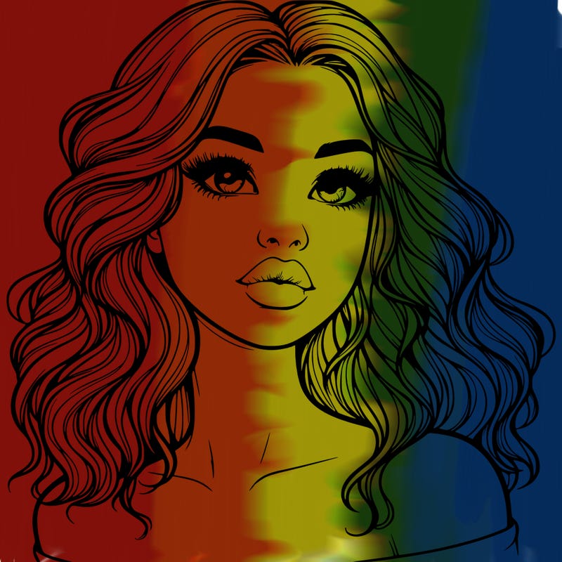 realistic girl with wavy hair and lips