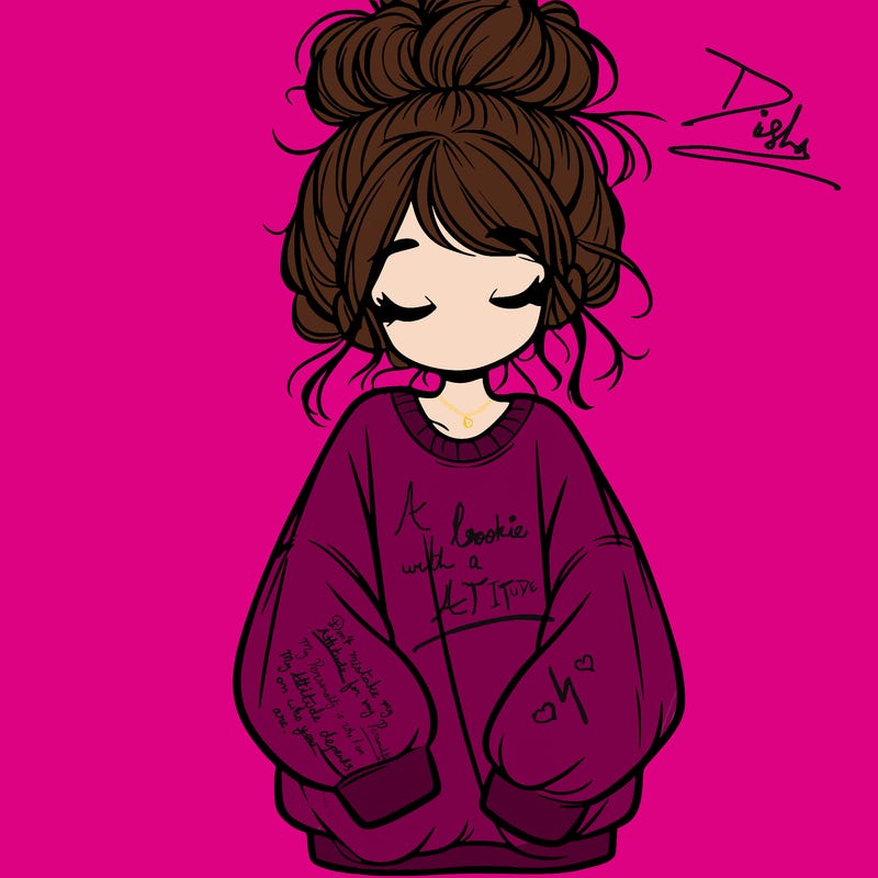 girl with baggy sweatshirt and messy bun