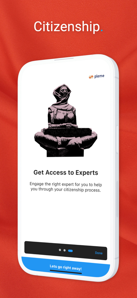 CitizenHR: Croatia Citizenship - CitizenHR App-Bildschirm, der den Zugang zu Experten für das Antragsverfahren zur kroatischen Staatsbürgerschaft zeigt