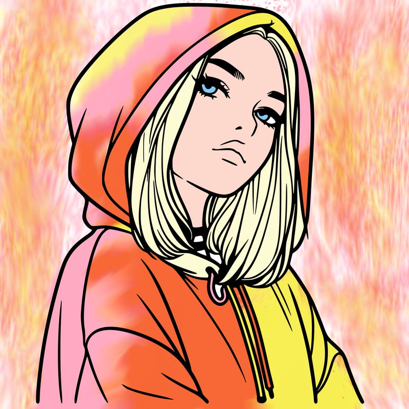 a realistic girl in a hoodie