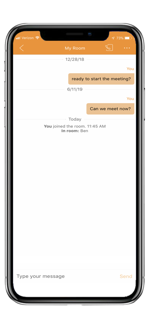 Interface de messagerie Vonage Enterprise montrant une conversation de groupe de discussion d'entreprise
