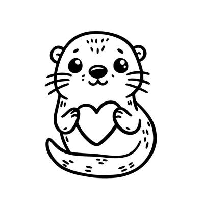 otter with a heart