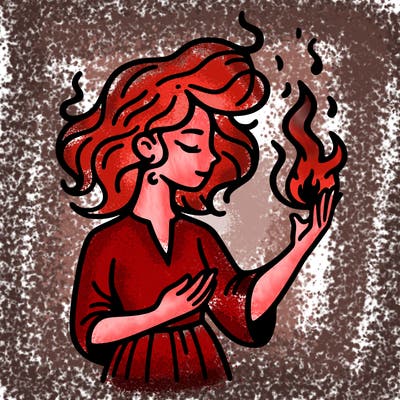 woman with fire