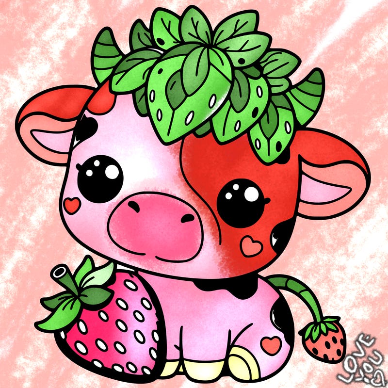 cute strawberry cow