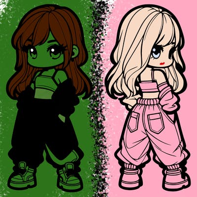 girl in crop top and baggy pants