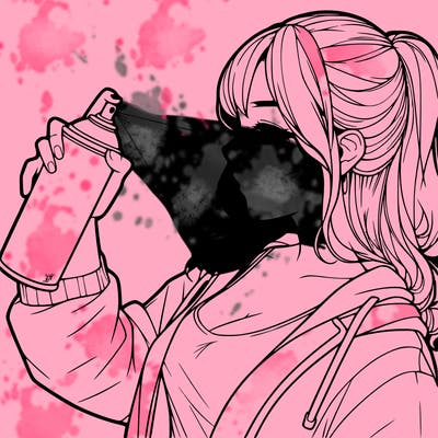 a realistic girl spray, painting